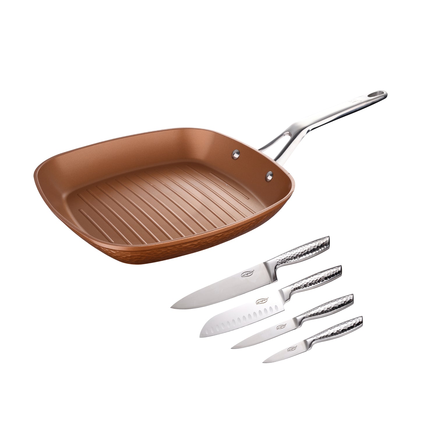 Set sartén grill 28cm y cuchillos de cocina – Origen
