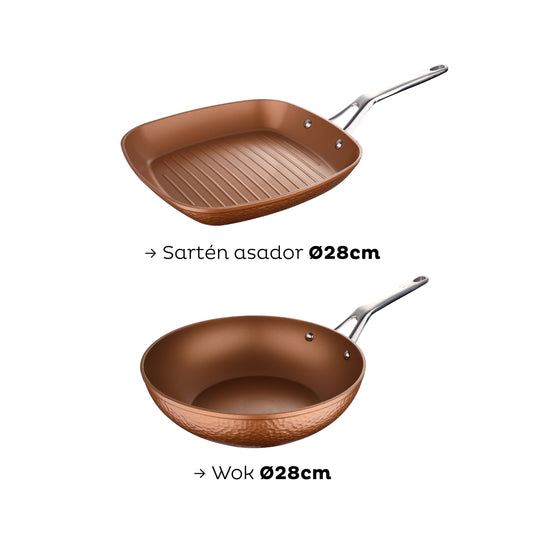 Set sartén grill y wok 28cm – Origen